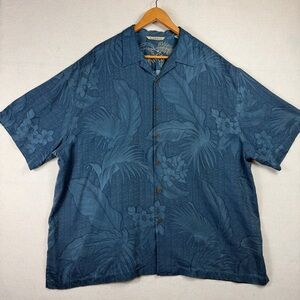 Tommy Bahama Silk Camp Shirt 2XB XXL 2XL Tropical Print Blue